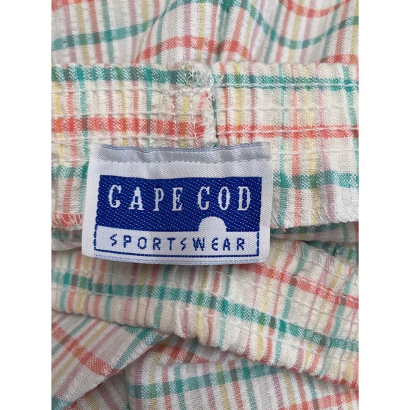 Vintage 70s Pants 1970s Seersucker Coastal Grandma Retro Vacation Size Medium - Picture 4 of 6